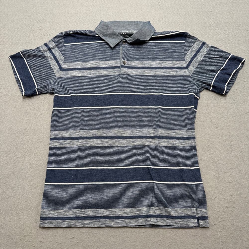 Banana Republic Polo Shirt Men's Small Blue Striped Short Sleeve Cotton Vintage
